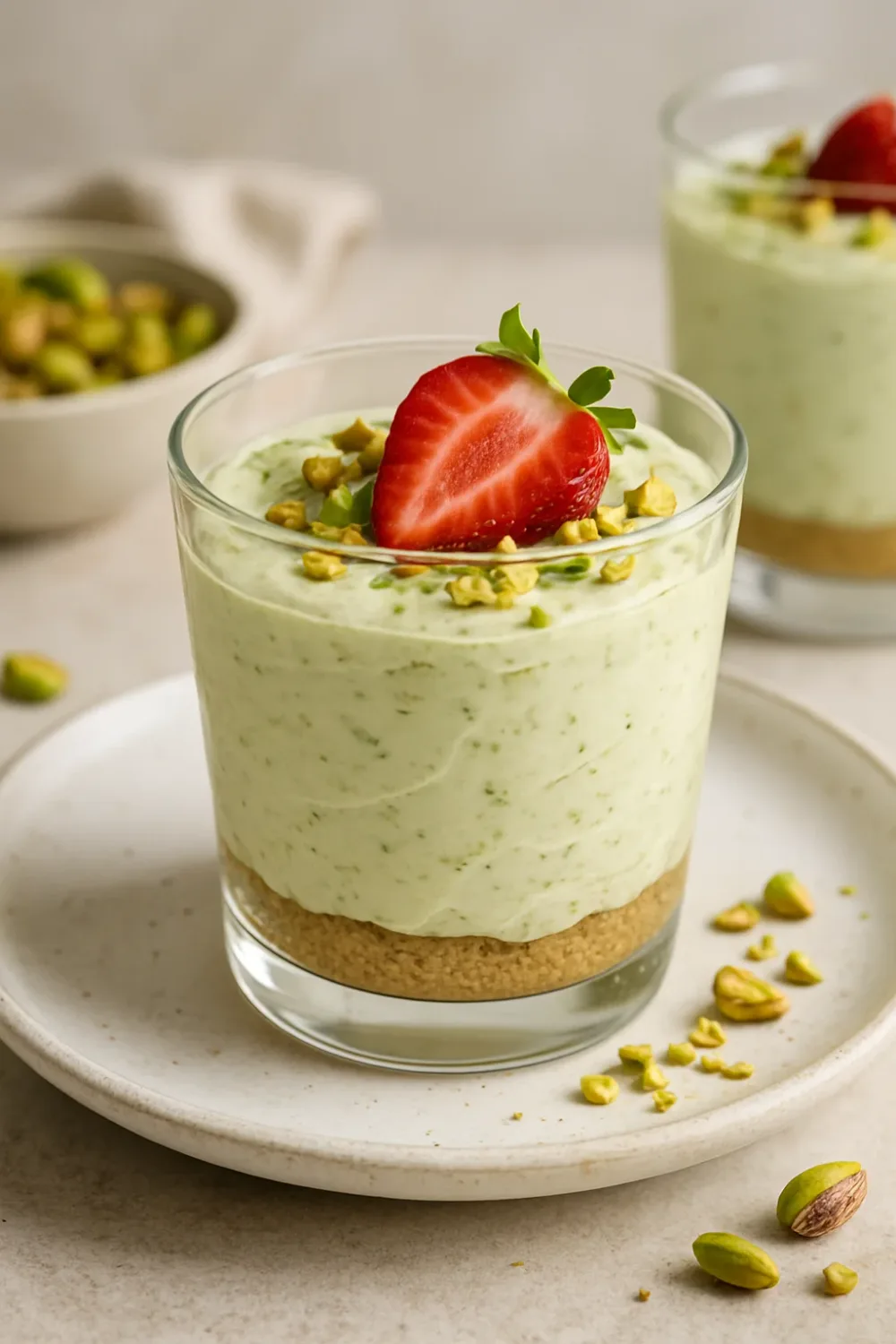 Creamy Pistachio Strawberry Cheesecake Cups — dessert recipe, beautifully plated and ready to serve