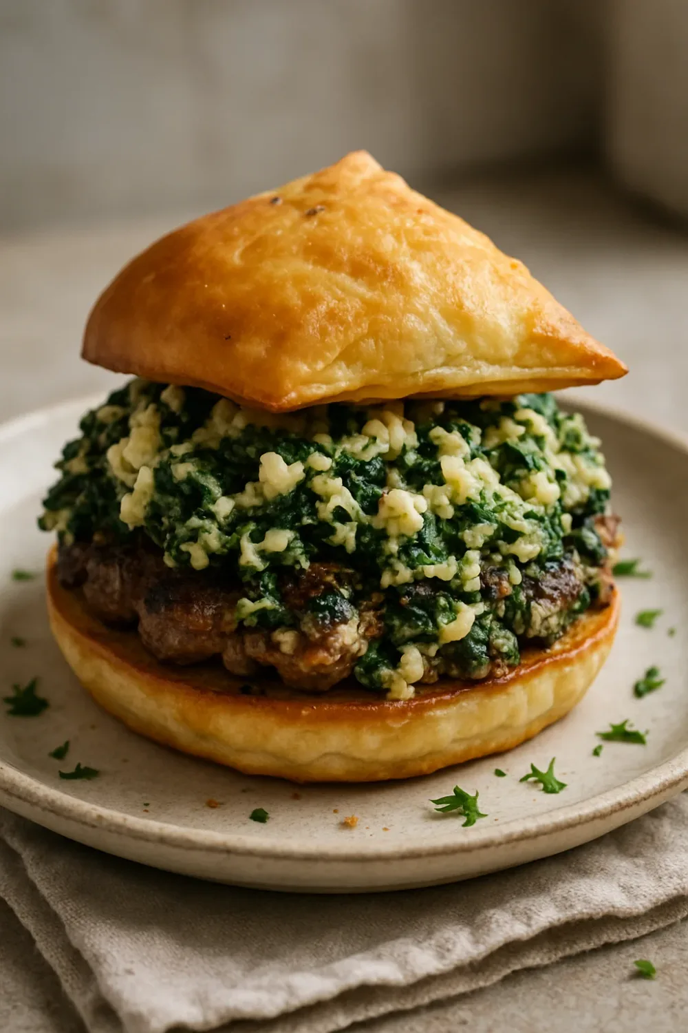 Crispy Spanakopita Smash Burger with Feta — dinner recipe, beautifully plated and ready to serve