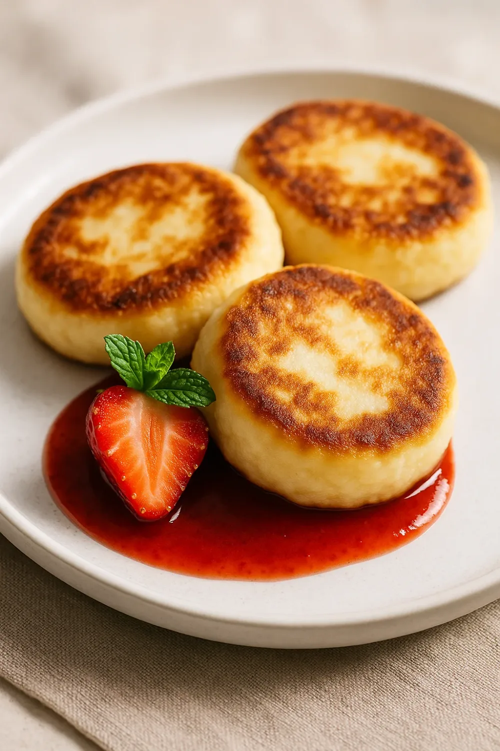 Delicious Ukrainian Syrniki Made with Cottage Cheese Pancakes — dessert recipe, beautifully plated and ready to serve