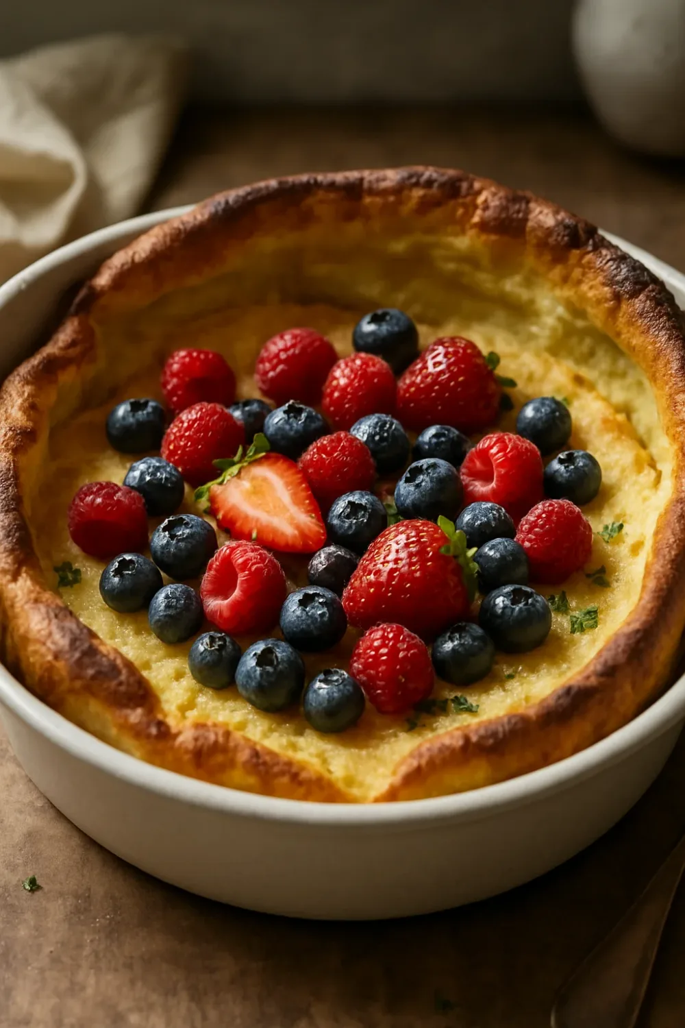 Fluffy Oven Pancake with Berries — vegetarian recipe, beautifully plated and ready to serve