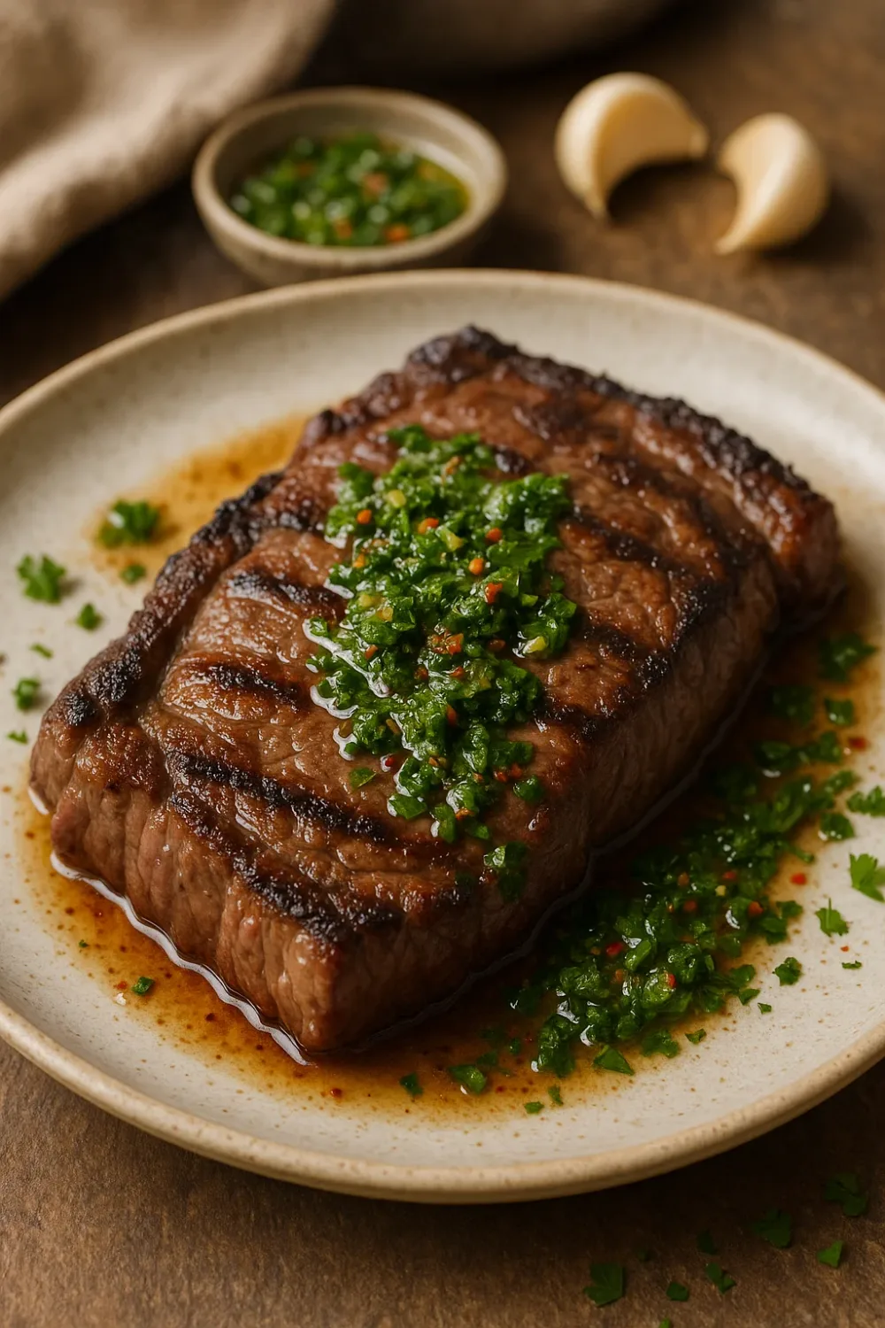 Juicy Argentinian Steak with Fresh Chimichurri Sauce — dinner recipe, beautifully plated and ready to serve