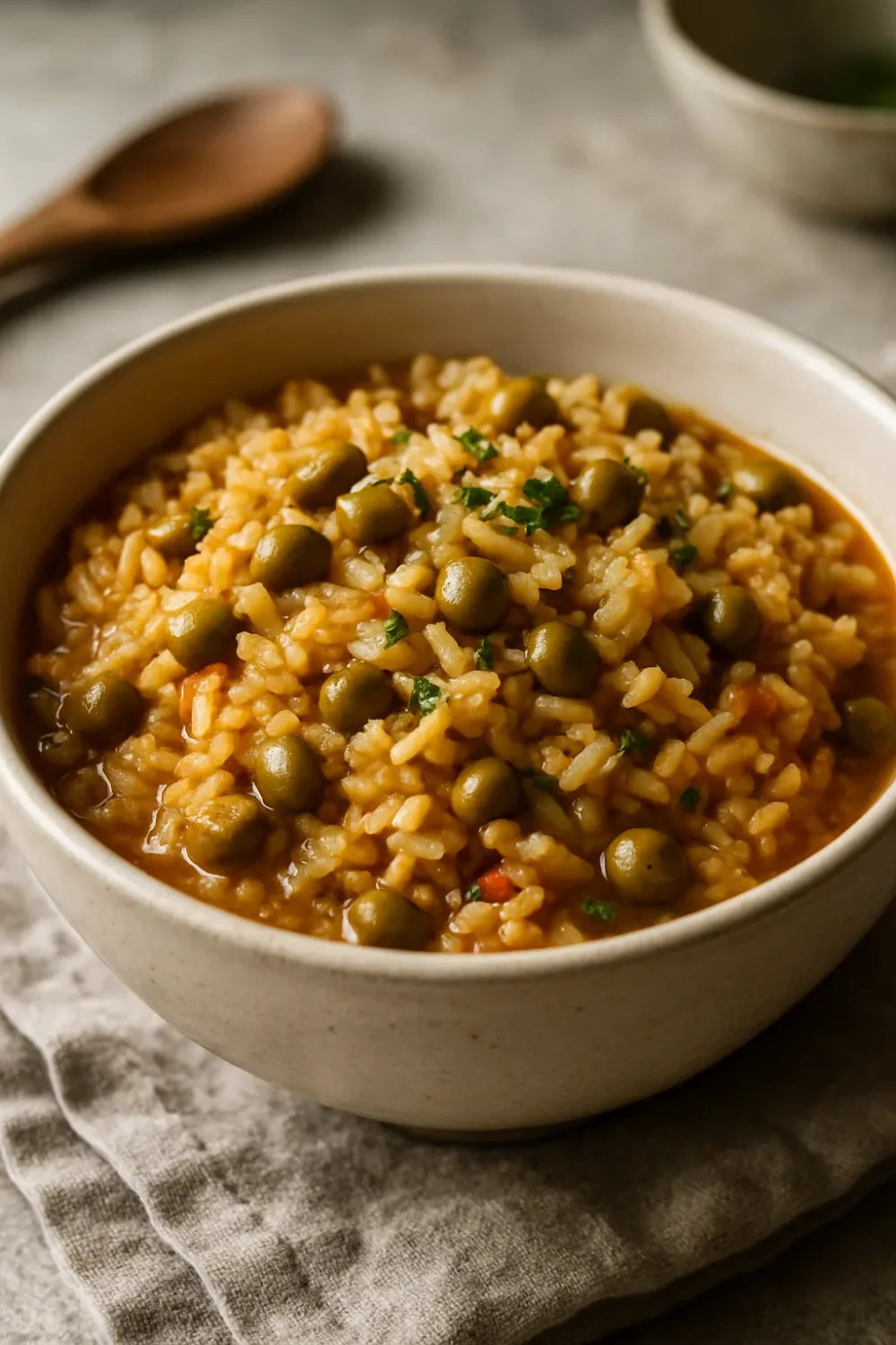 Savory Arroz con Gandules Stovetop Recipe — vegetarian recipe, beautifully plated and ready to serve